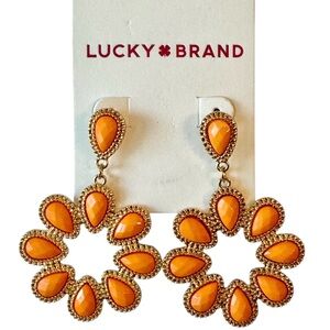 Lucky Brand Orange Teardrop Flower Earrings